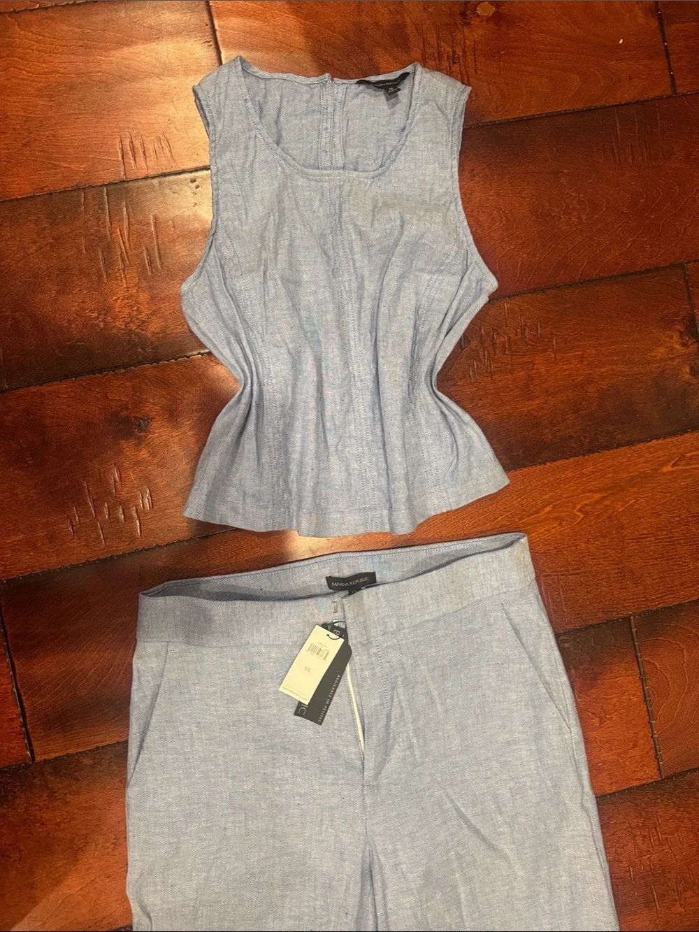 Banana Republic Light Blue Linen-Blend Skirt and Sleeveless Top Set